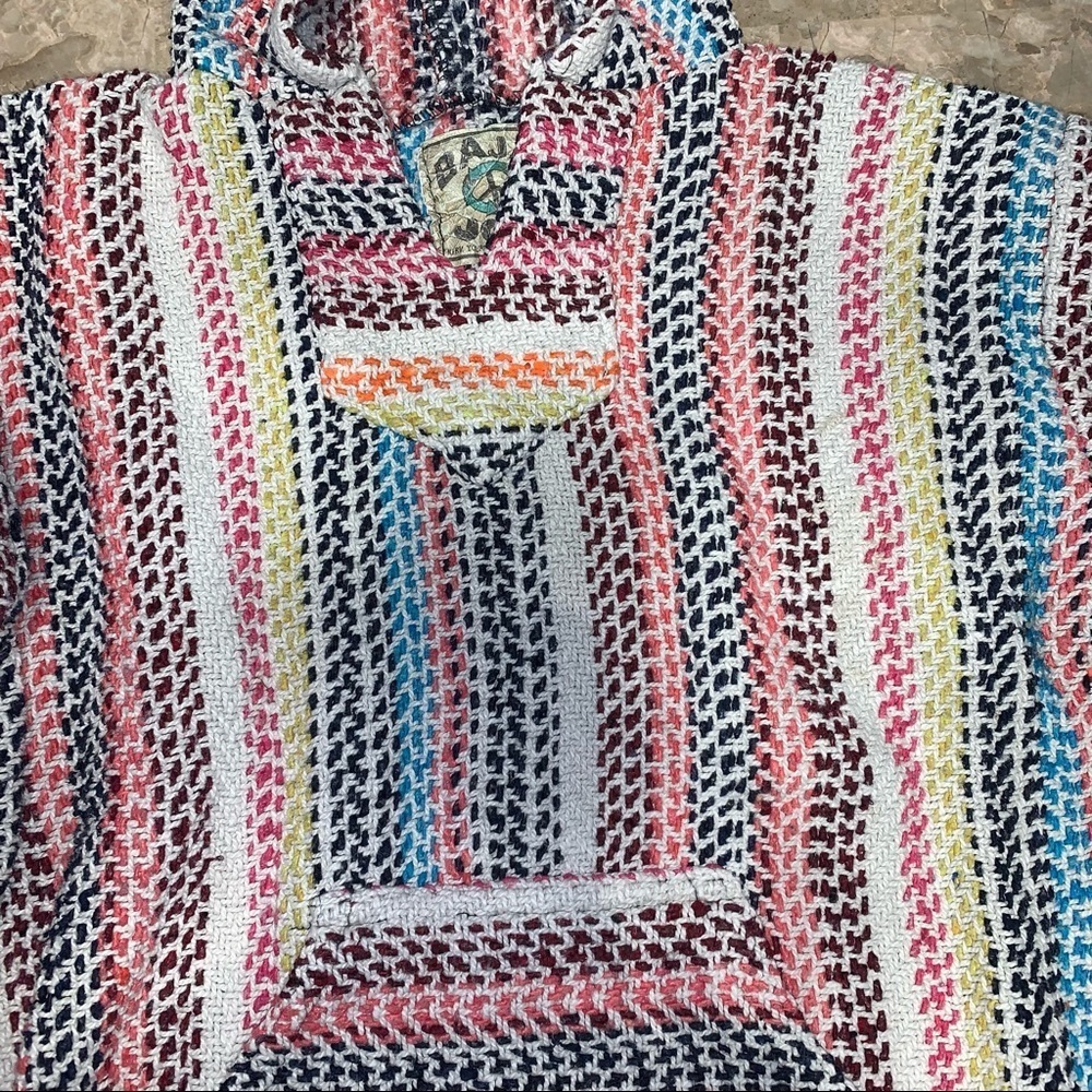 Baja Joe Women’s Medium Rainbow and White Hooded Sweater
